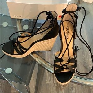 Guess Ollina Platform Ankle Tie Wedge *NEVER WORN*